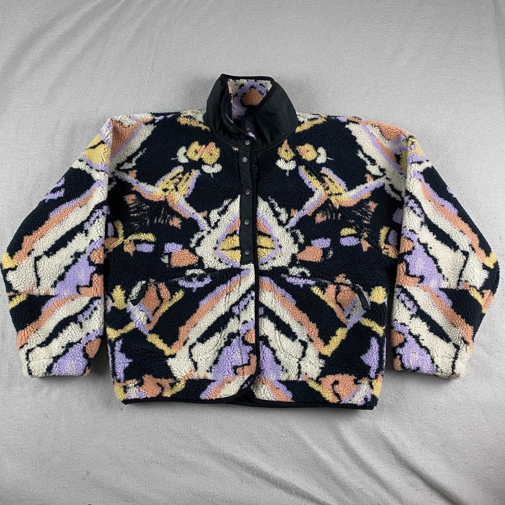 FP Movement Free People Women Jacket L Geometric Fleece Snap Rocky Ridge Bohemia